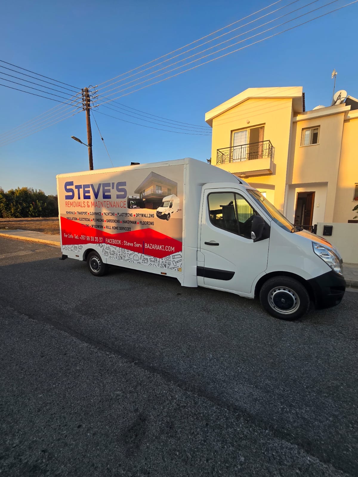 Steve's Home Services removal van in Paphos, Cyprus | Фургон Steve's Home Services в Пафосе, Кипр